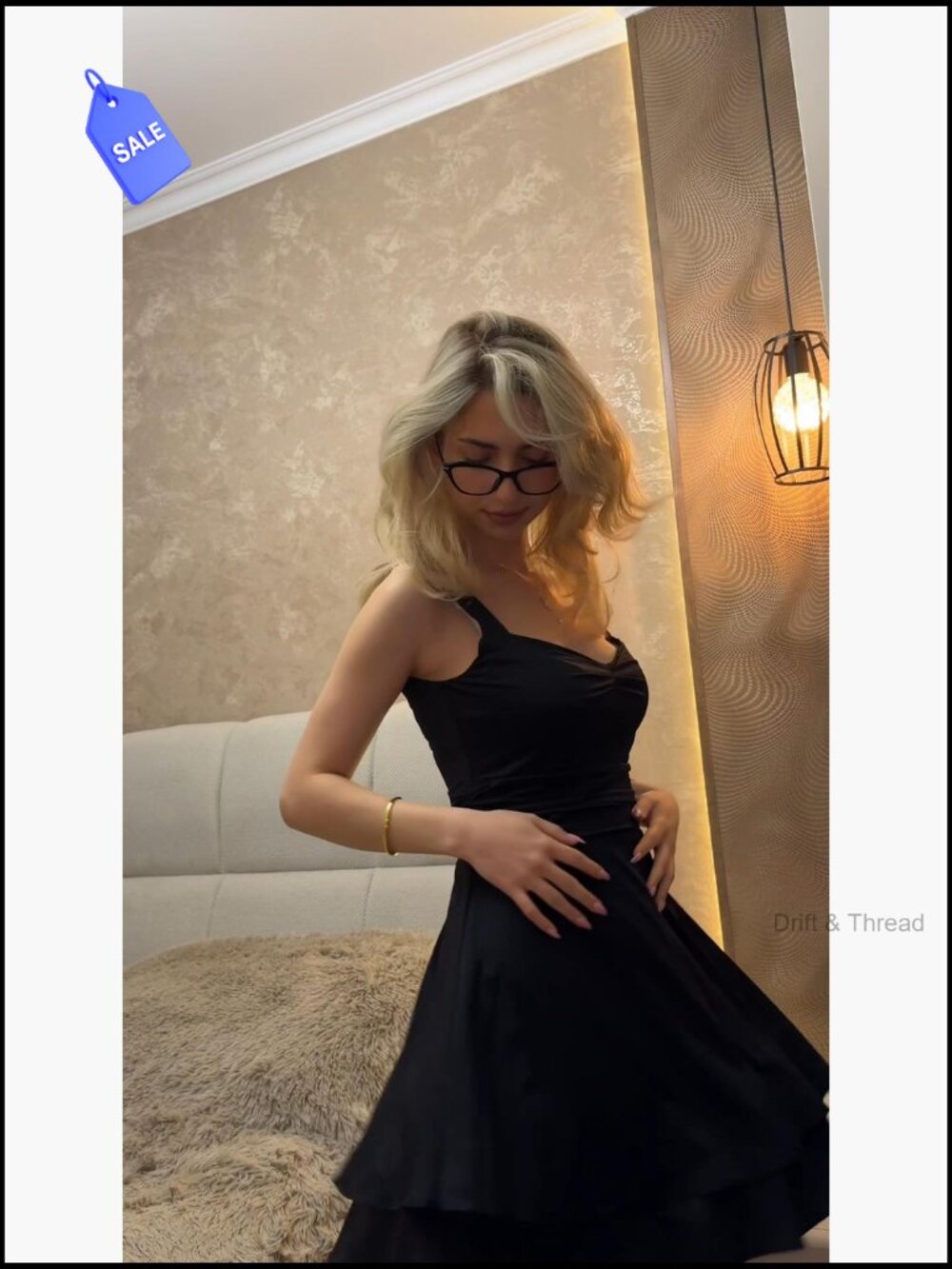 Sleeveless Square Neck A-Line Mini Dress with Ruched Waist and Ruffle Hem - Picture 6 of 7